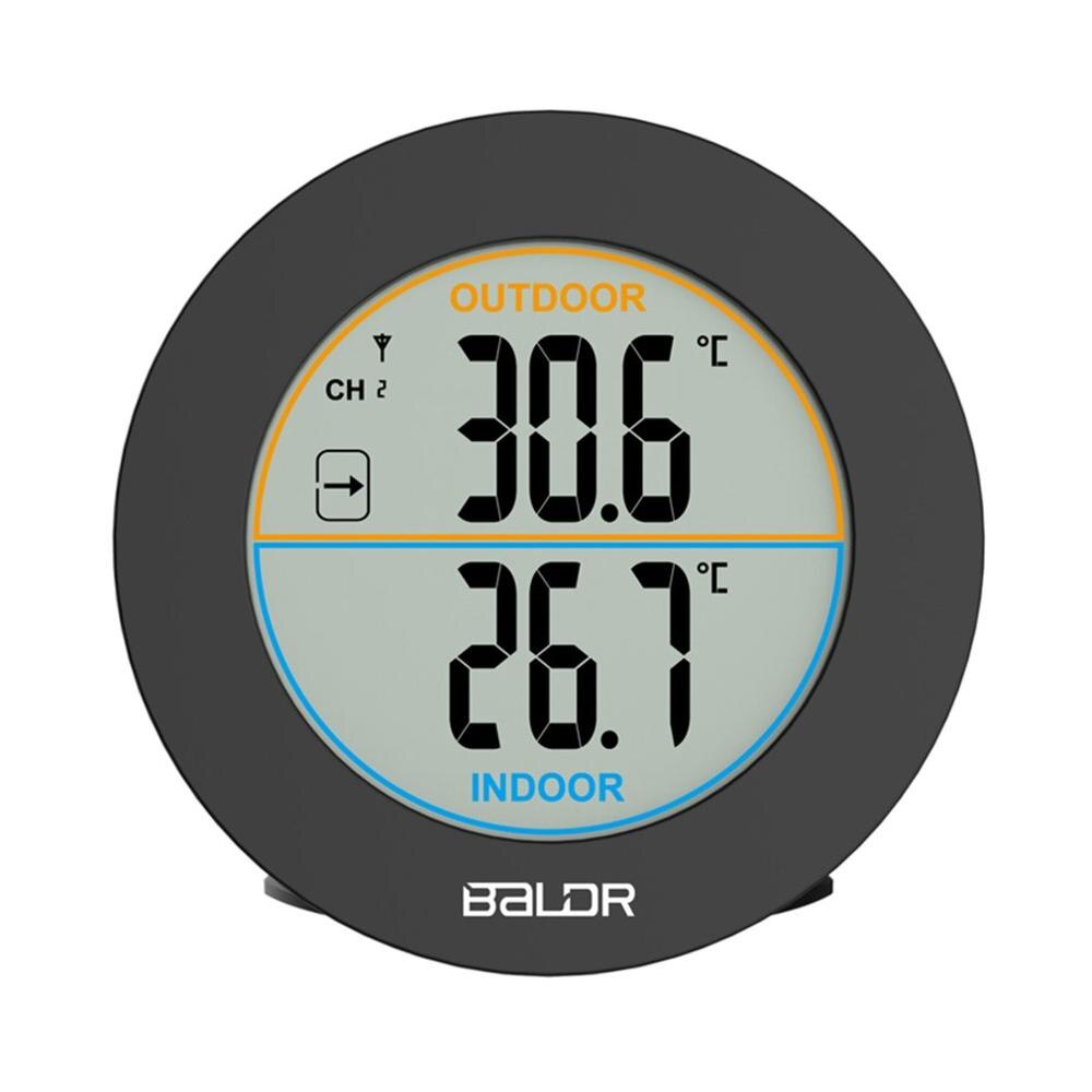 Baldr Ronde Vorm Thermometer Draadloze Tafel Indoor Outdoor Lcd-scherm Weerstation Digitale Muur Temperatuur Meter Sensor: Default Title