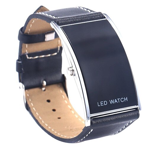 Popular Arch Bridge Style Men's Women's LED Watches Digital Date Faux Leather Strap Wrist Watches