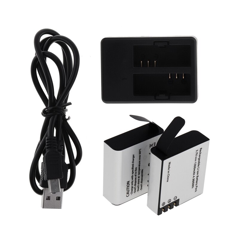 1350mAh Batterie mit Ladegerät für AKASO EK7000 Mutig 4 V50x EKEN H9 h9r H5sPlus h6s SJ4000 Sj5000 SJ7000 SooCoo c30 C50 f68: Ladegerät x2 Batterien