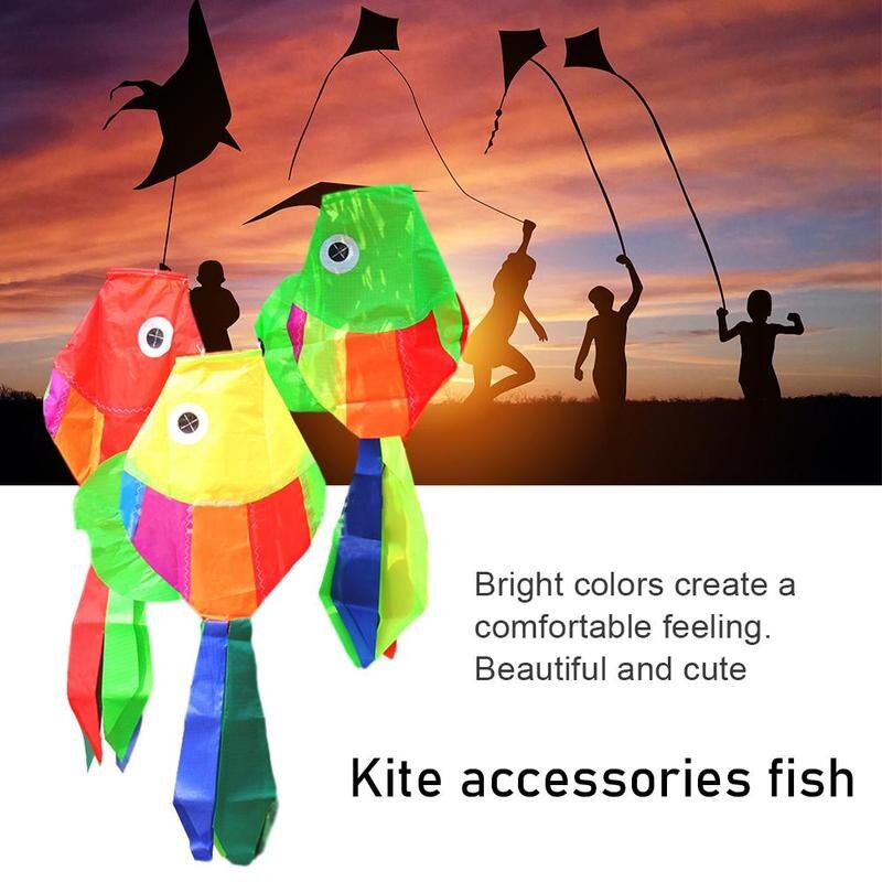 Kinderen regenboog vis vlieger nylon ripstop speelgoed vliegen strand buiten speelgoed vlieger tuin plezier windzak decoratie kinderlijn wasgoed  c6 c 5