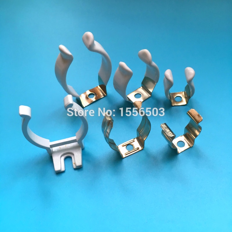 100 PCS T5 T8 T10 PVC Plastic U Clip Wedge Tube Lamp Base Holder Metal with White Cover Surface for LED Fluorescent Light