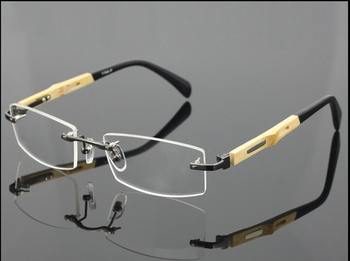 Chashma-lunettes œil en titane pur | Lunettes en bois de bambou, montures hommes sans monture: Gris