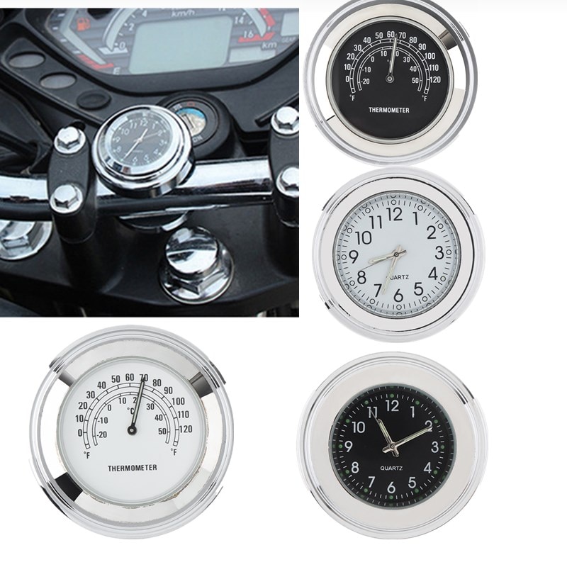 1 Pcs Universal Stuur Mount Temp Motorfiets Thermometer Klok Waterdichte Thermometer Voor 7 / 8 " / 1" Motorcycle stuur