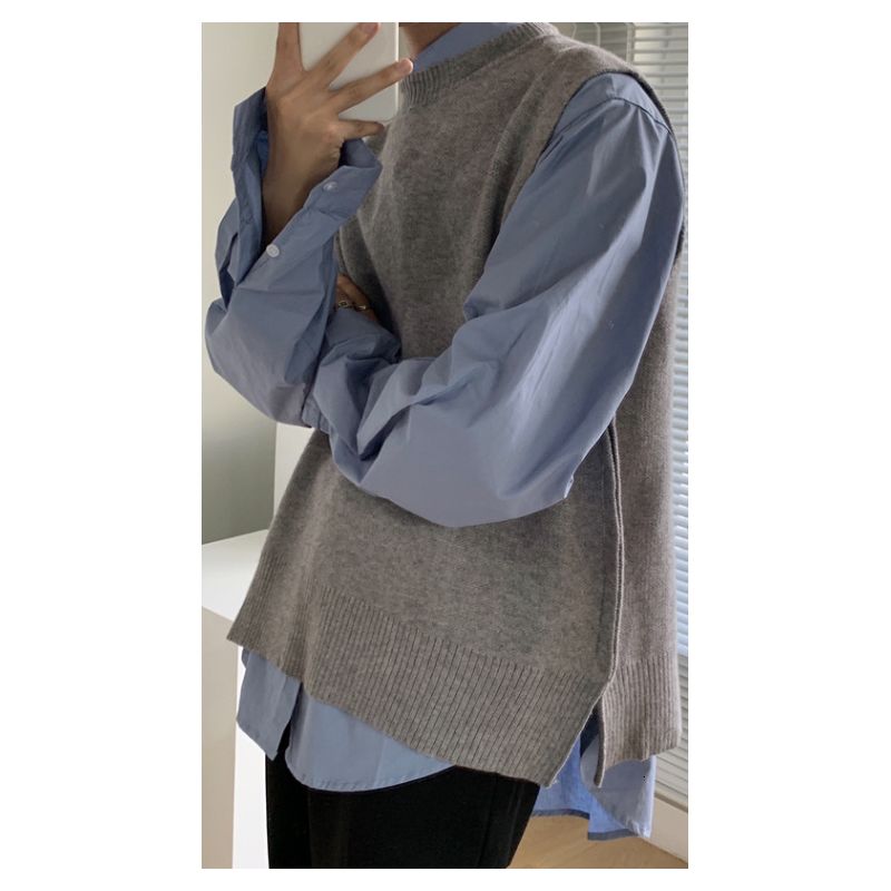 Hommes gilet automne et hiver beau solide couleur pull ample jeunes gens personnalité tendance vêtements