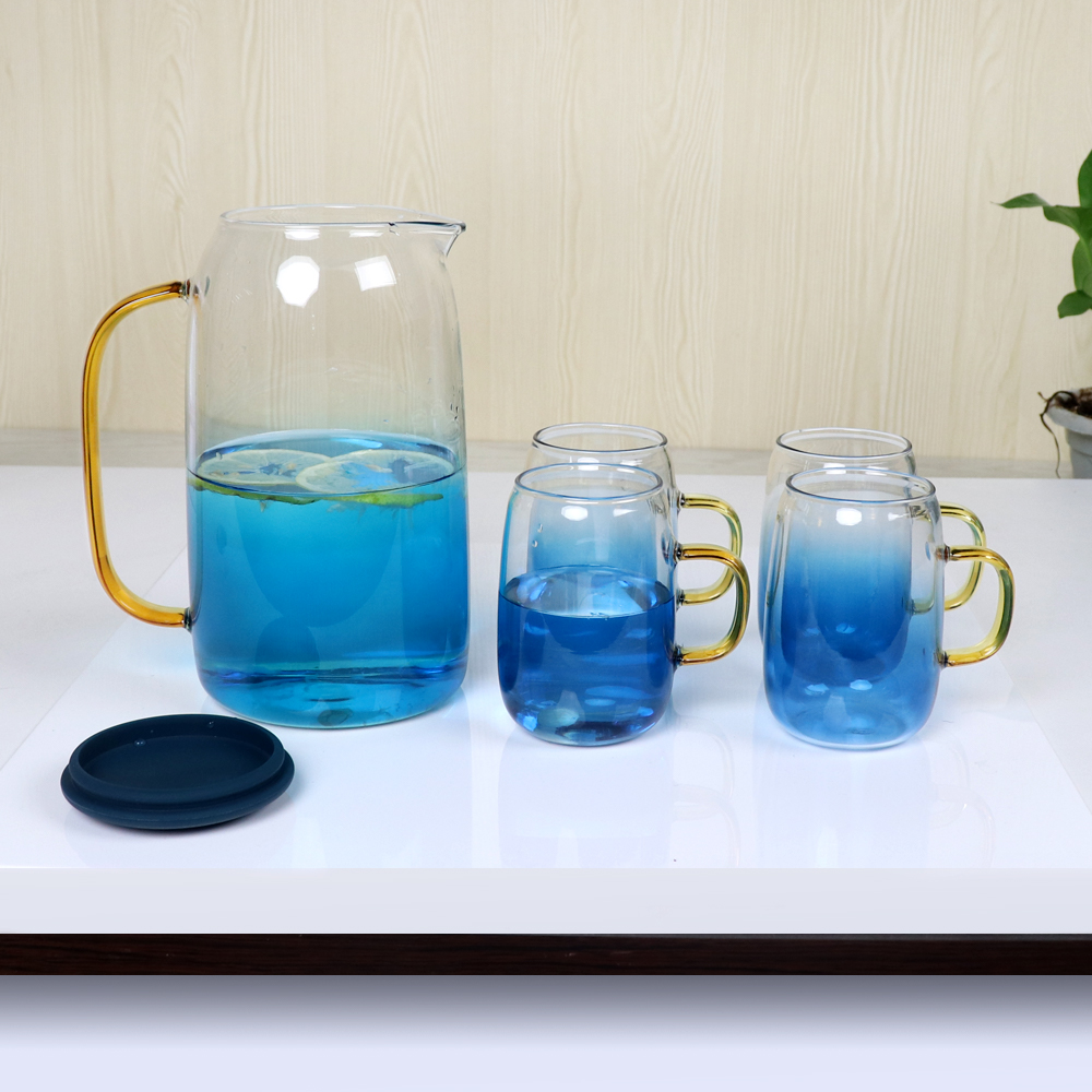 Home Glass Kettle Color Changing Teapot Glass Cold Kettle with Handle Boiling Cold Drink Kettle Heat Resistant Glass kettle