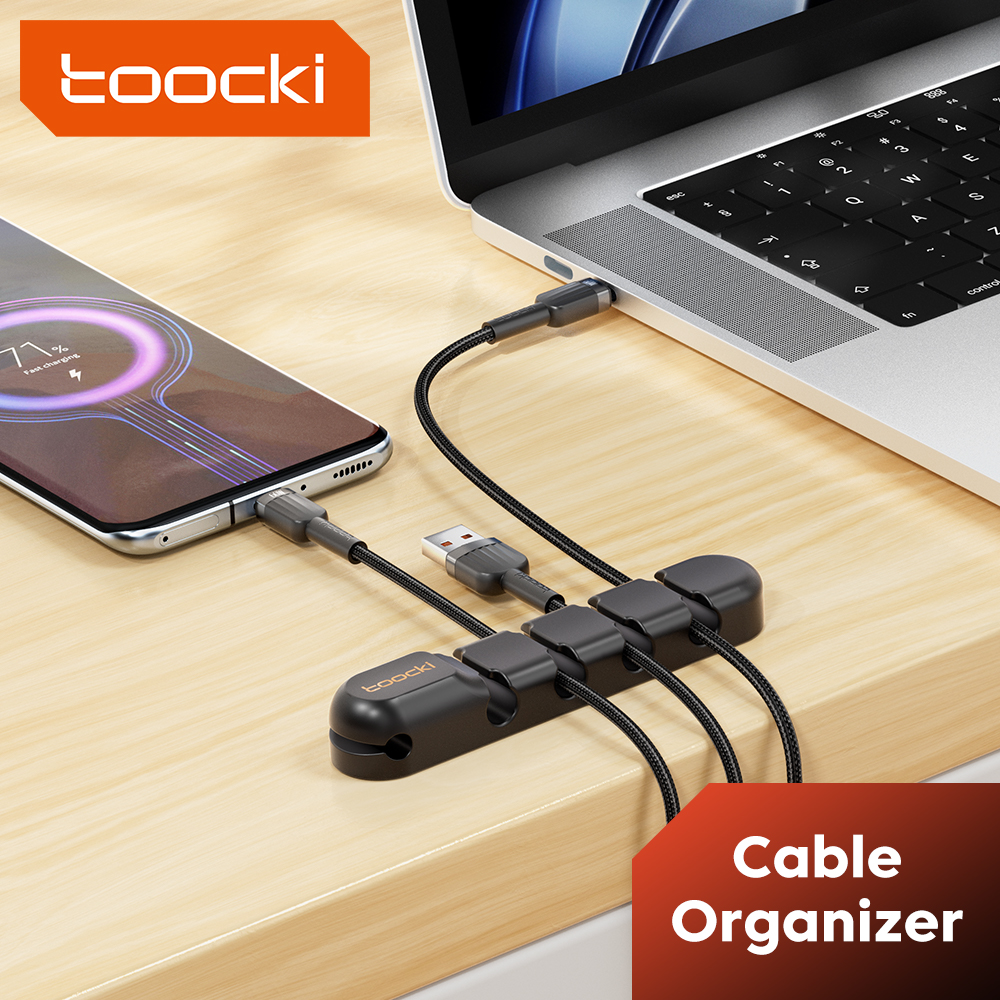 Toocki kabel organisator management loch halter usb desktop silikon wickler flexible kabel management clips für maus tastatur
