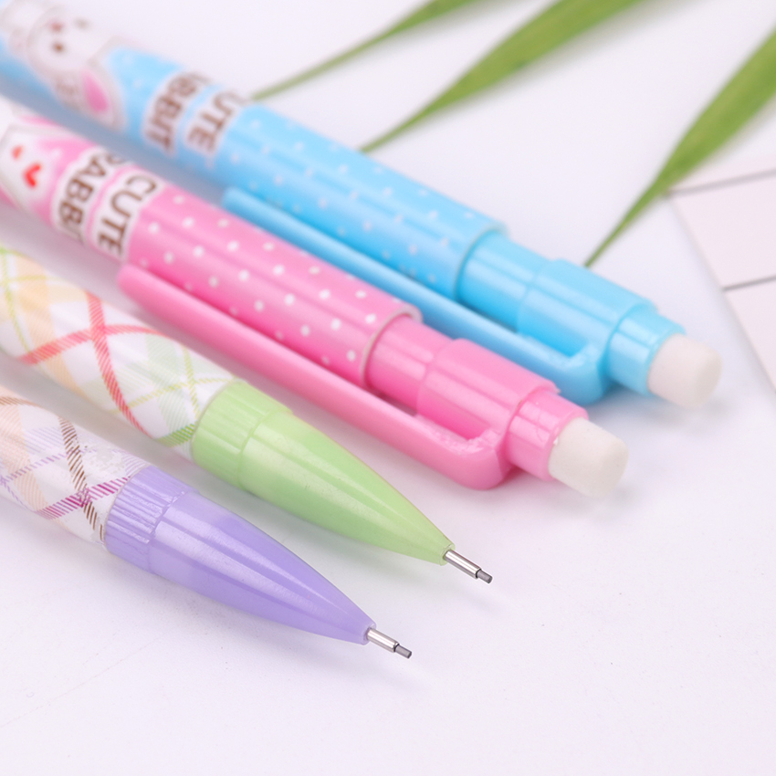 Kawaii tecknad plast mekanisk penna härlig mustasch 0.7mm hb automatisk penna för barn skrivande skolmaterial