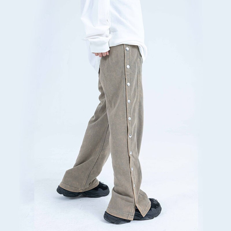Hommes côté boucle Vintage Style ancien pantalon droit décontracté homme Streetwear Hip Hop pantalon survêtement pantalons de survêtement
