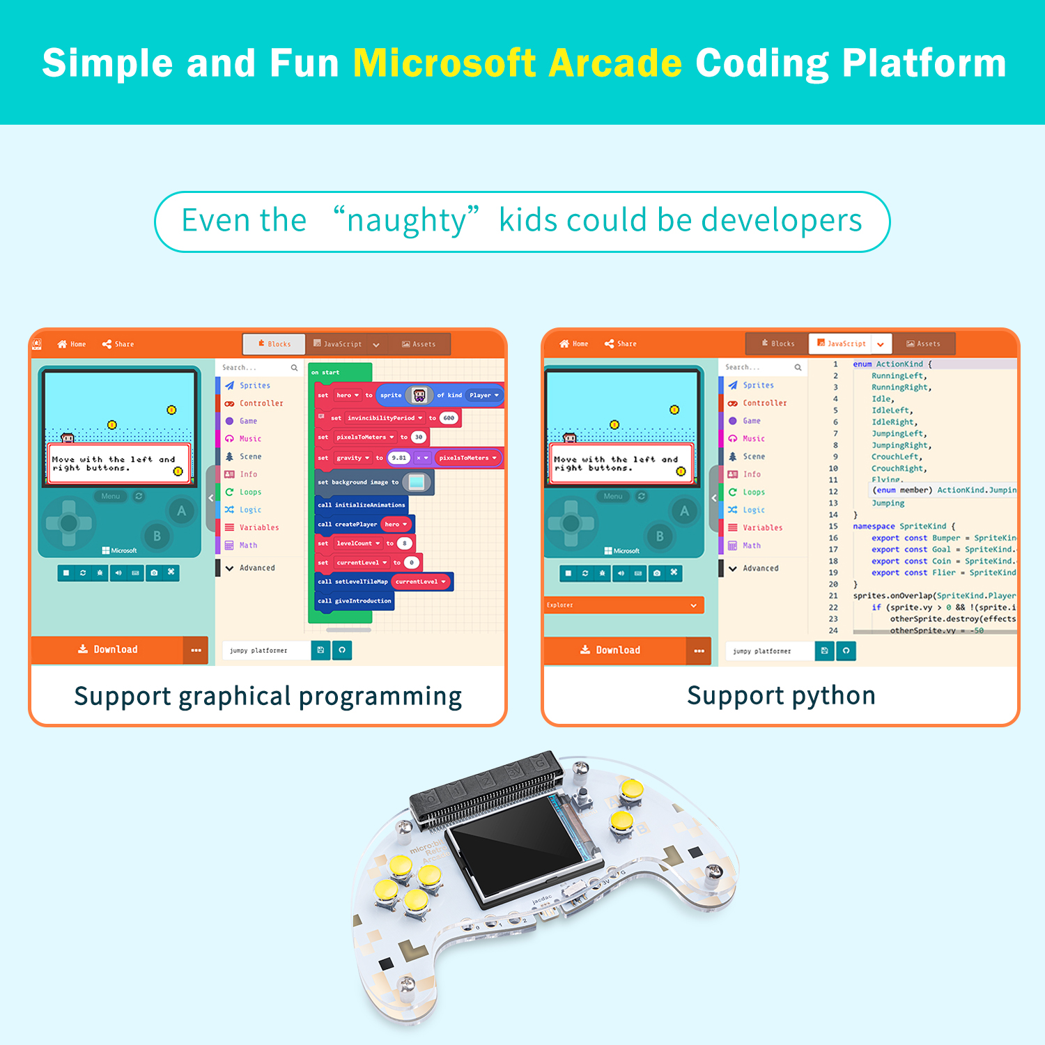 ELECFREAKS microbit Retro Makecode Arcade, Micro:bit Joystick Programming Machine Supports Remote Control(Without Micro:bit)