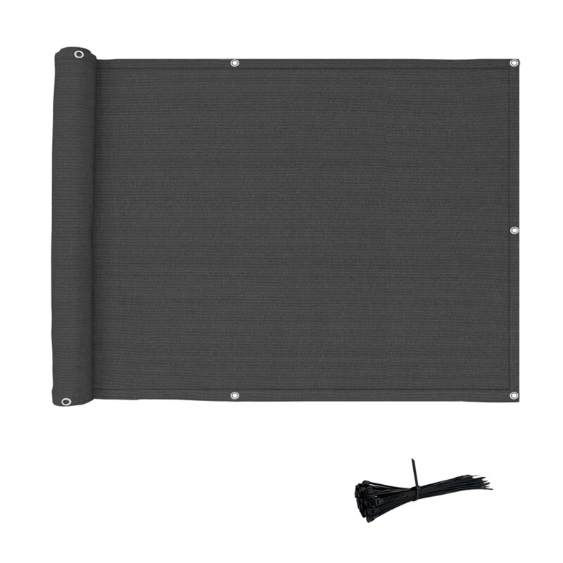 Balcony Privacy Screen Cover Mesh Windscreen UV Protection Weather-Resistance with Cable Ties: Black gray