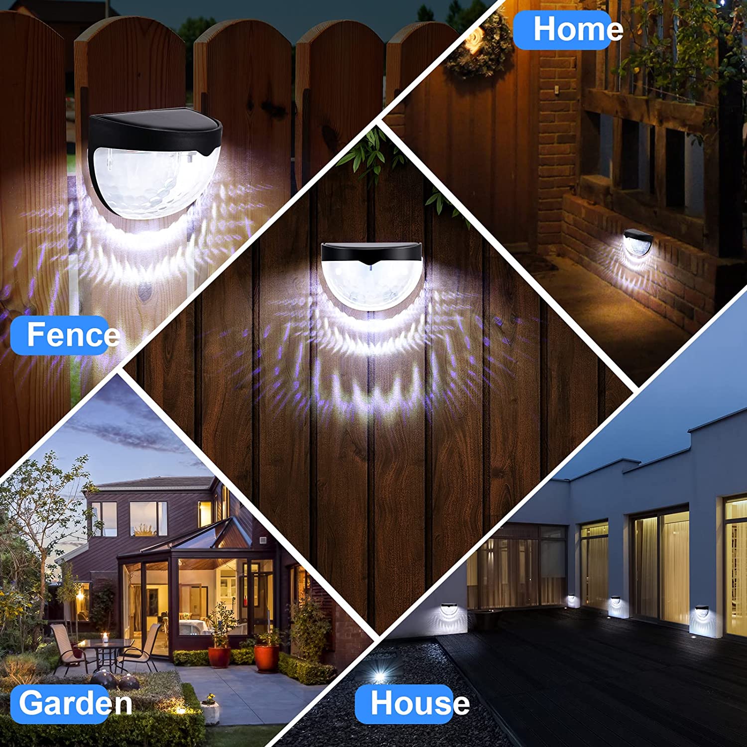 LED Solar Fence Lights Outdoor Waterdichte Wandlampen Gegolfde Lichten voor Hek Terras Tuin Path Decoratieve Lichten