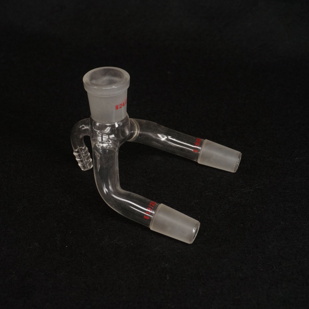 24/29 x 19/26 Joint 2-Way Lab Glass Vacuum Receiver Adapter Science Glassware