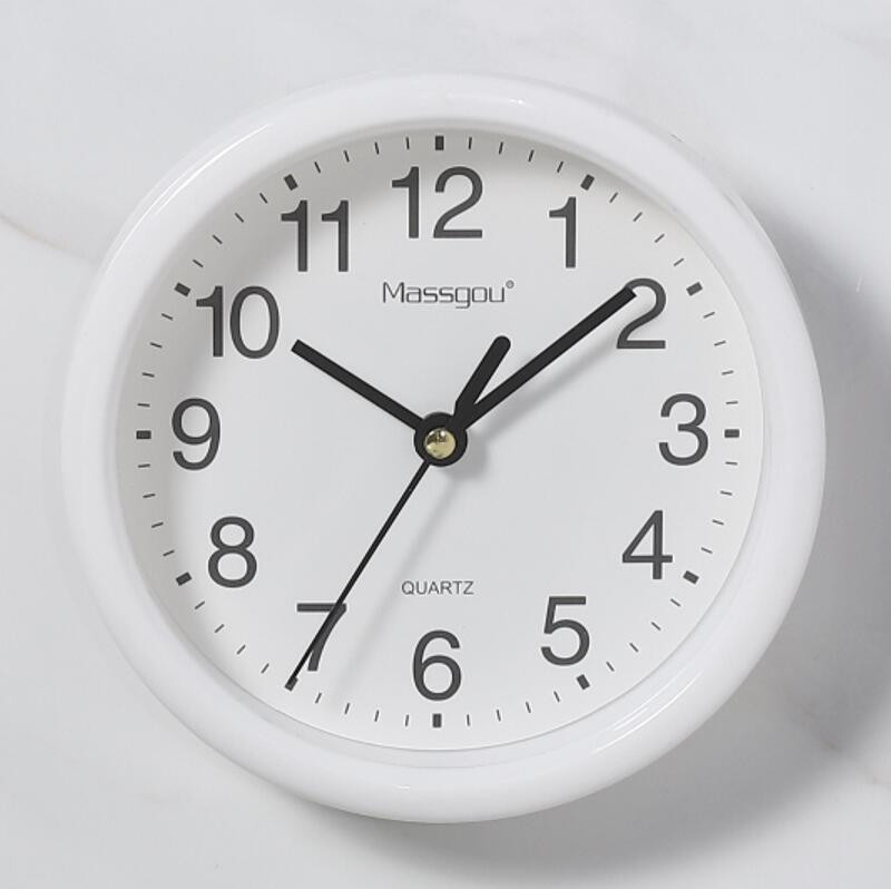 Minimalistische Kleine Wandklokken Met Frame Doorzichtige Plastic Snoep Kleuren Mute 15Cm Opknoping Horloge Klok Woonkamer Home Decor: White