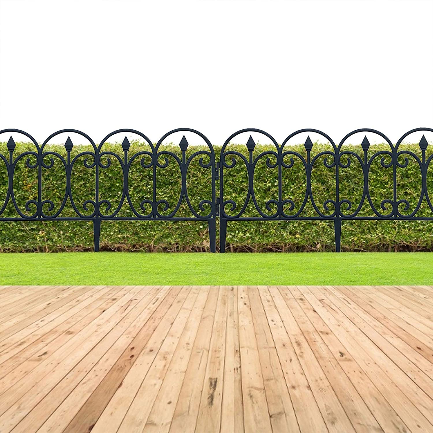 Valla de alambre plegable para jardín, valla decorativa para cama de flores, barrera para perros, borde alto para jardín, color negro, para Patio