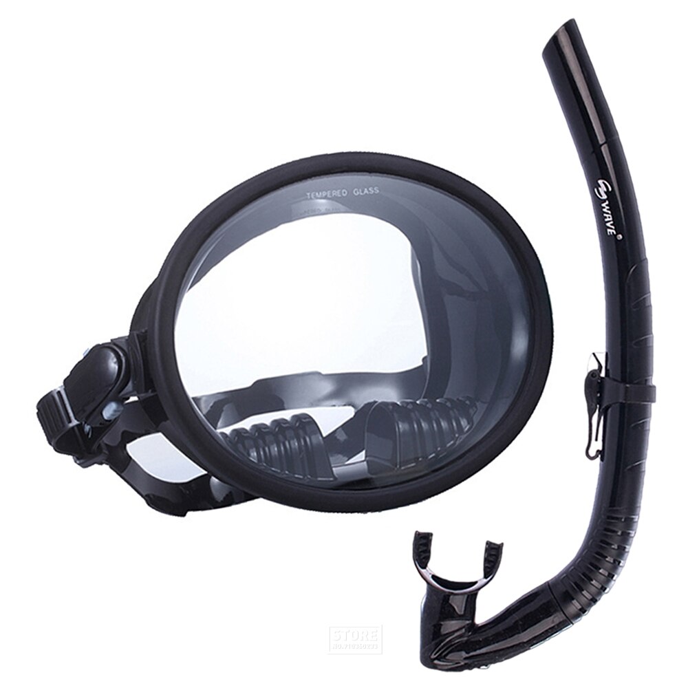 Adult Dive Mask Swimming Tube Underwater Scuba Anti Fog Snorkeling Respiratory Masks Goggles Glasses Dive Equipment: M1332 Black Set