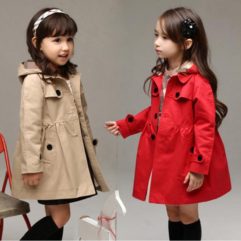 Coupe-vent d'automne pour enfants Style anglais, vêtements d'extérieur pour bébés filles, vêtements solides pour enfants, col rabattu, bouton, manteau pour enfants