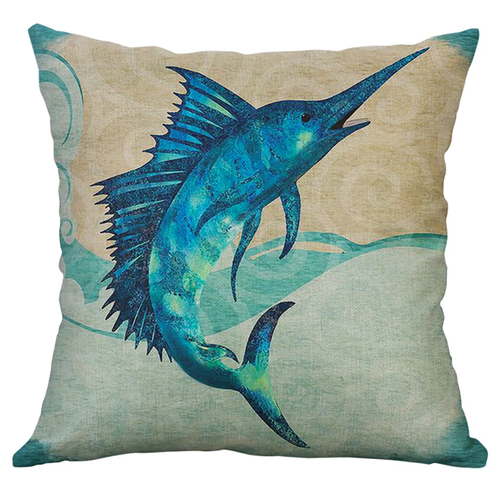 Cushions Lively Creatively Simple Mediterranean Flax Retro Conch Shell Sea Creatures Whale Crab Pillowcase Soft silla oficina