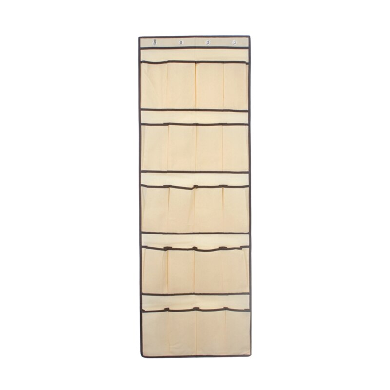 Schoenenrek hanger deur hangende schoenenhanger non-woven stof schoenenrek 20 roosters rek schoenenrek transparante schoenenopslag: Beige