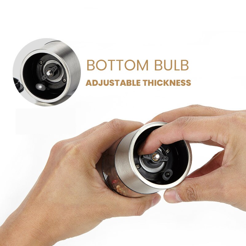 Electric Pepper Mill Stainless Steel Salt and Pepper Grinder Adjustable Ceramic with LED Light Automatic Spice Mill Home Tools