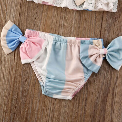 Newborn Baby Girls Summer 3Pcs Bikini Set Swimsuit Cute Floral Print Toddler Babies Kids Swimwear Bathing Suit Tankini Bikini