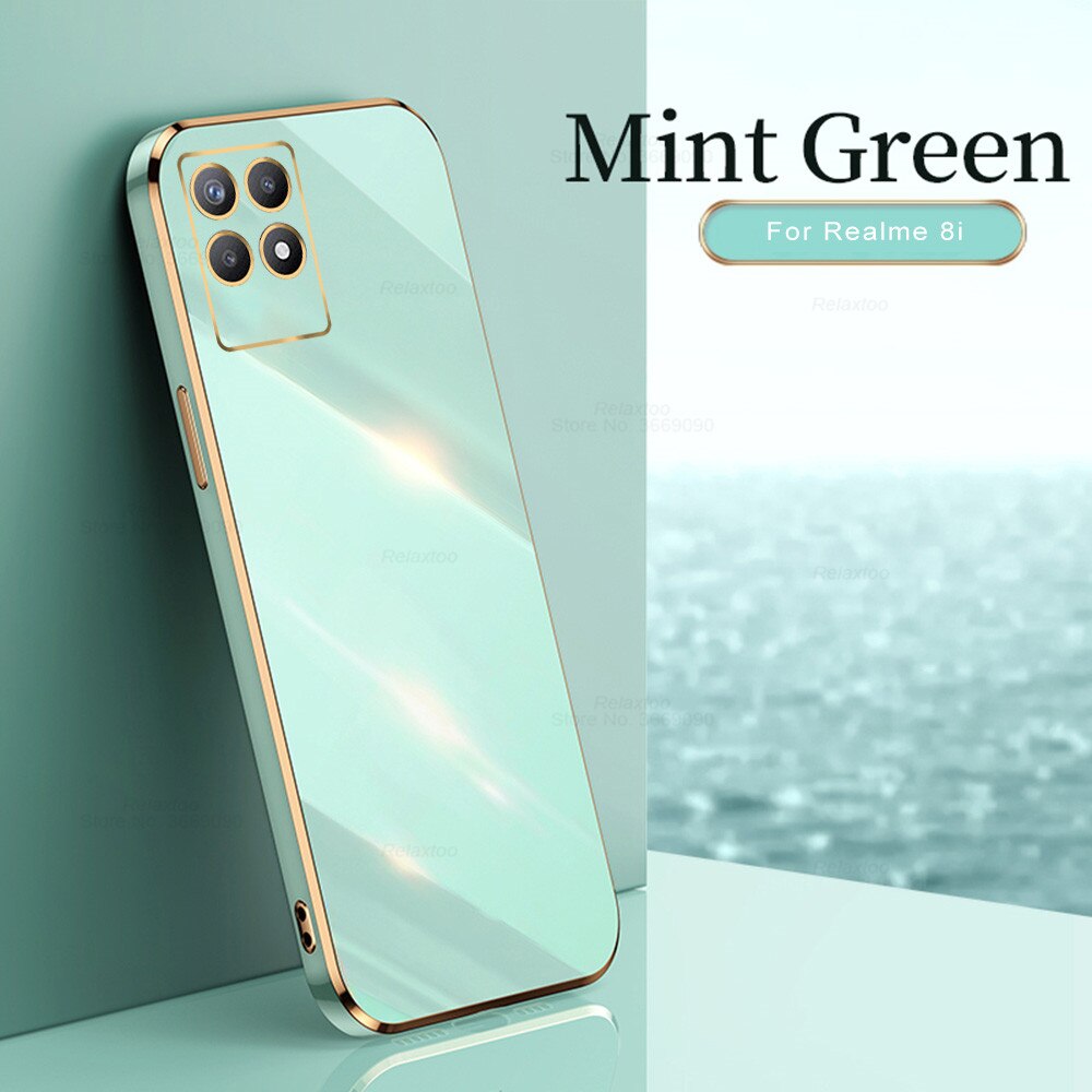 Voor Realme 8i Case Plating Vierkante Frame Soft Silicon Cover Voor Oppo Realme 8i Realmi Rijk 8 Ik I8 Realme8i bescherming Back Shell: For ipoo 77 / green