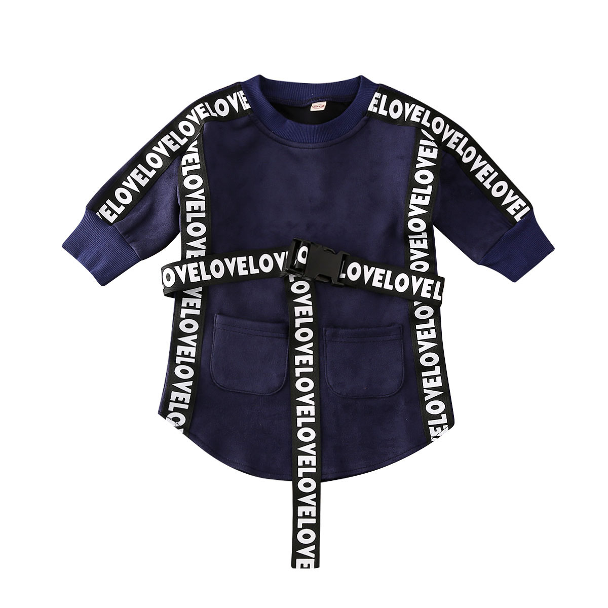 Pudcoco børn baby pige tøj langærmet sweatshirt lige kjole med bælte efterår spædbørn småbørn afslappet outfits 1-5t