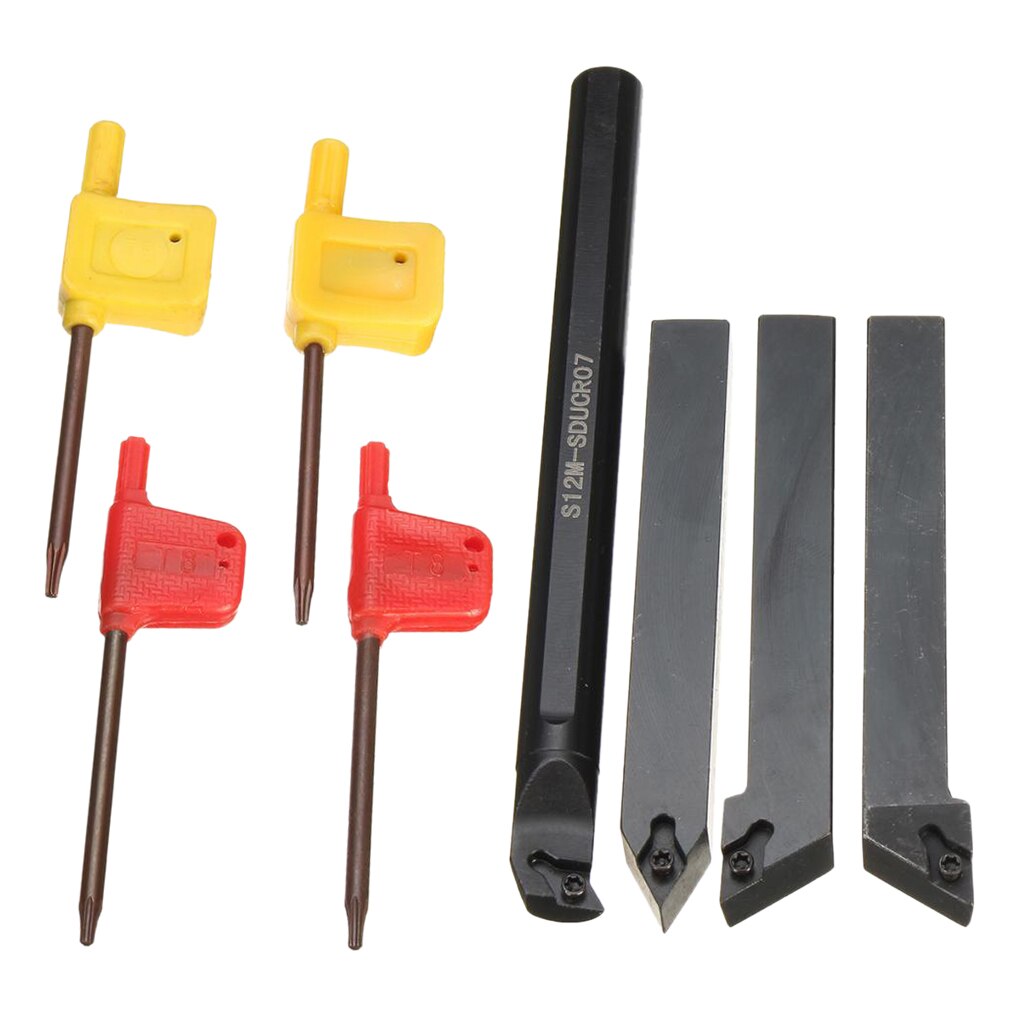 Set Of 4pcs 12mm Metal Lathe Turning Tool Holder Boring Bar Set W/ Wrench