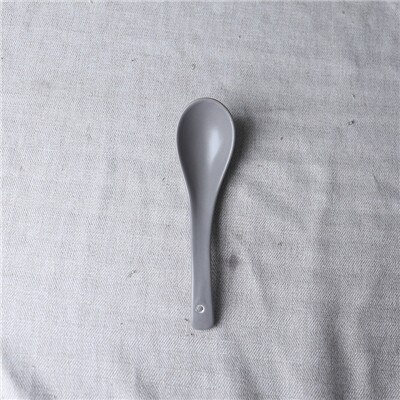 17cm Effen Matte Keramische Lange Lepel Onder Glazuur Porselein Koffie Melk Roeren Soeplepel Huishoudelijke Noodle Lepel Keuken Tool: Grey