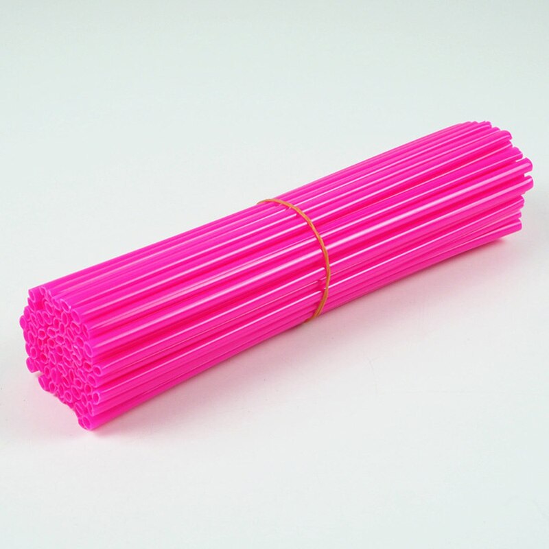 Llanta de rueda de motocicleta de 24cm, tubo fluorescente de radios, cubierta protectora de rueda de moto de cross, radios decorativos, 72 unids/set por juego: Rosa