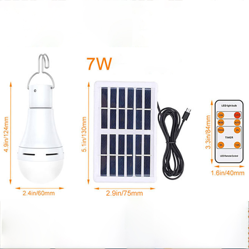 9/7W gloeilamp op zonne-energie, waterdicht zonne-licht voor buiten, afstandsbediening, USB-oplaadverlichting, tuin, camping, tentverlichting: Blauw