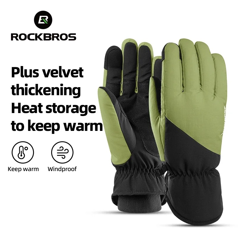 Rockbros luvas de esqui à prova dwaterproof água neve manter quente à prova vento luvas de inverno snowboard tela toque velo luvas de equitação do motor: Preto / XXL