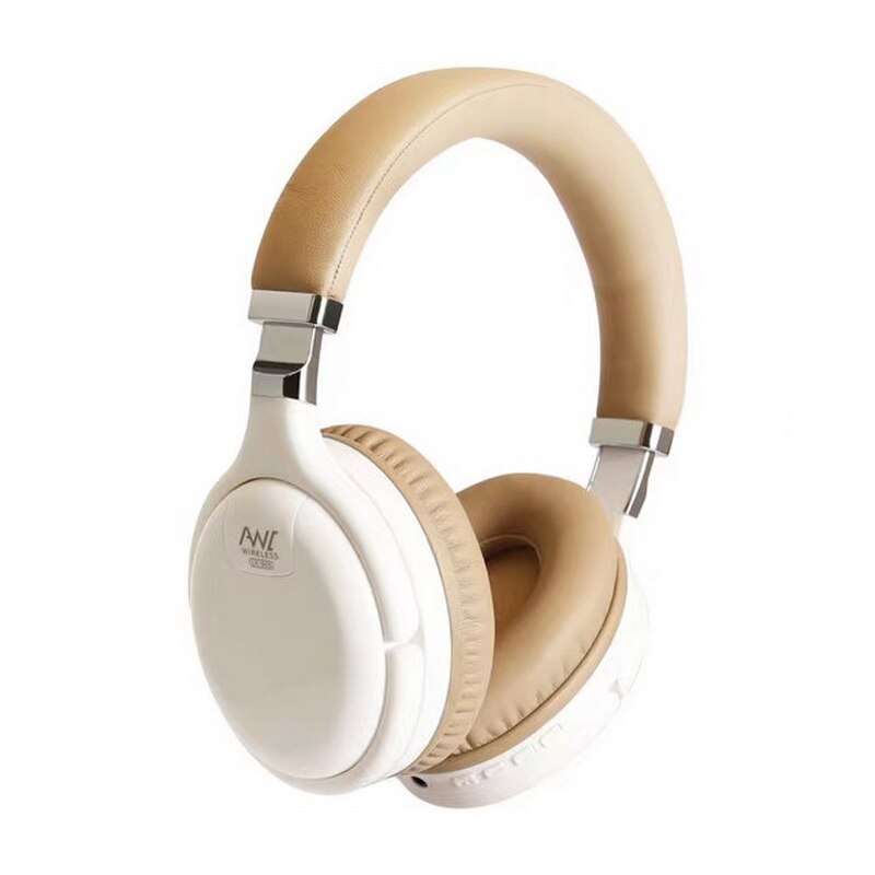 Anc Bluetooth Headset Active Noise Cancelling Draadloze 3D Stereo Hoofdtelefoon Mic Koptelefoon Deep Bass Hifi Sound Gaming Oortelefoon: White