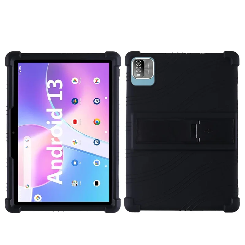 For PRITOM TAB11 Android 14 Tablet, 10 Inch Shockproof Cover Android 13 Tablet Kids Soft Silicon Stand Protective Shell: Black