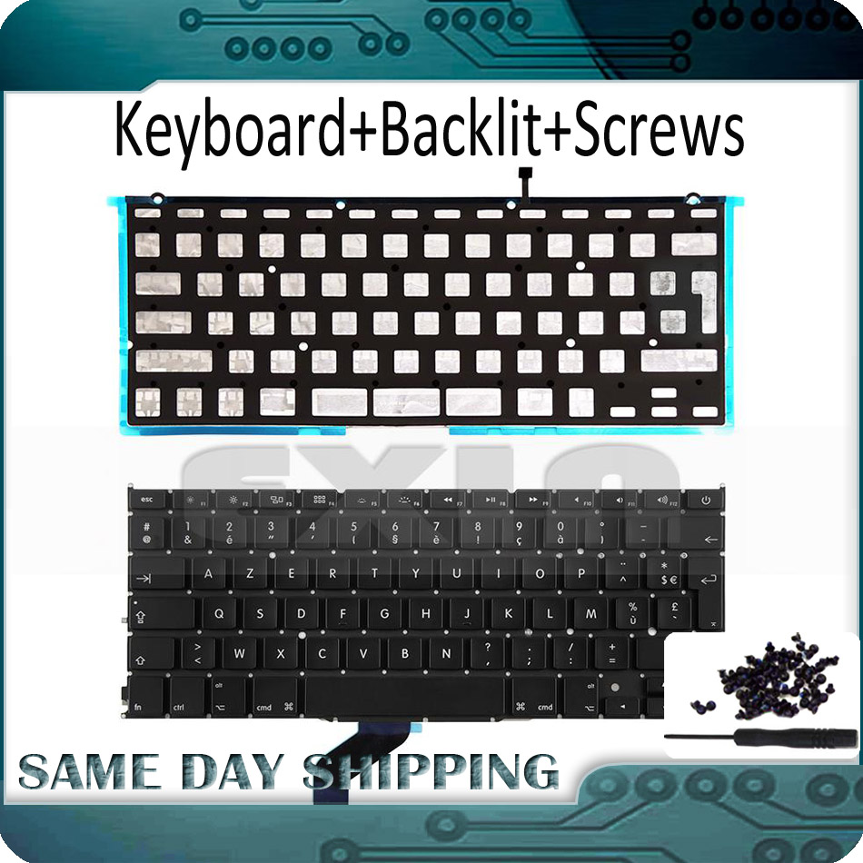 for Apple Macbook Pro Retina 13" A1425 French Keyboard AZERTY FR EU Keyboard w/ Backlight Backlight Year
