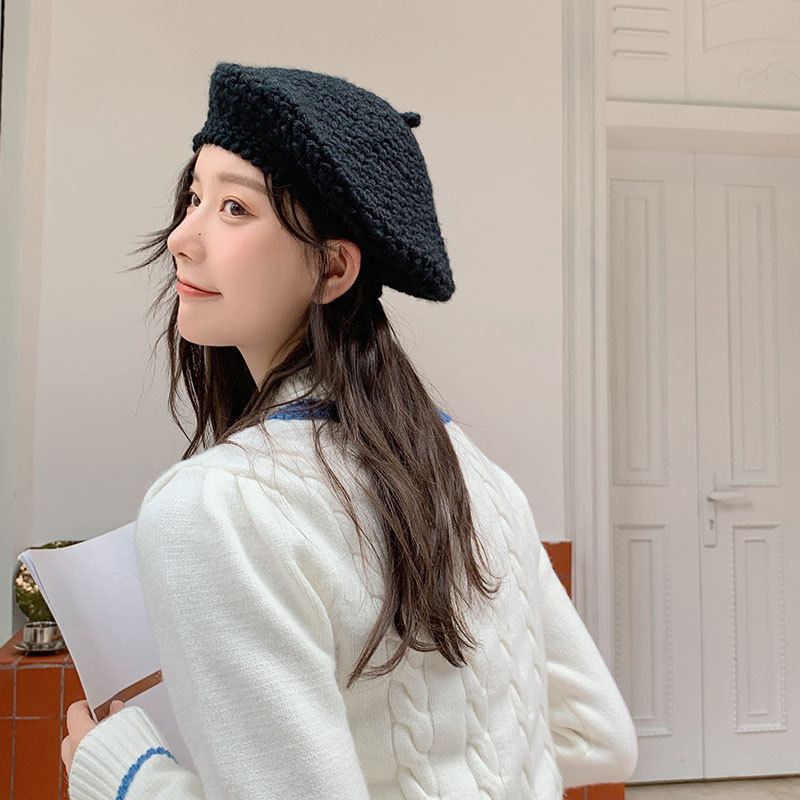 Uspop hat kvinder vinter stil baret tyk strikket uld baretter kvindelige varme hatte