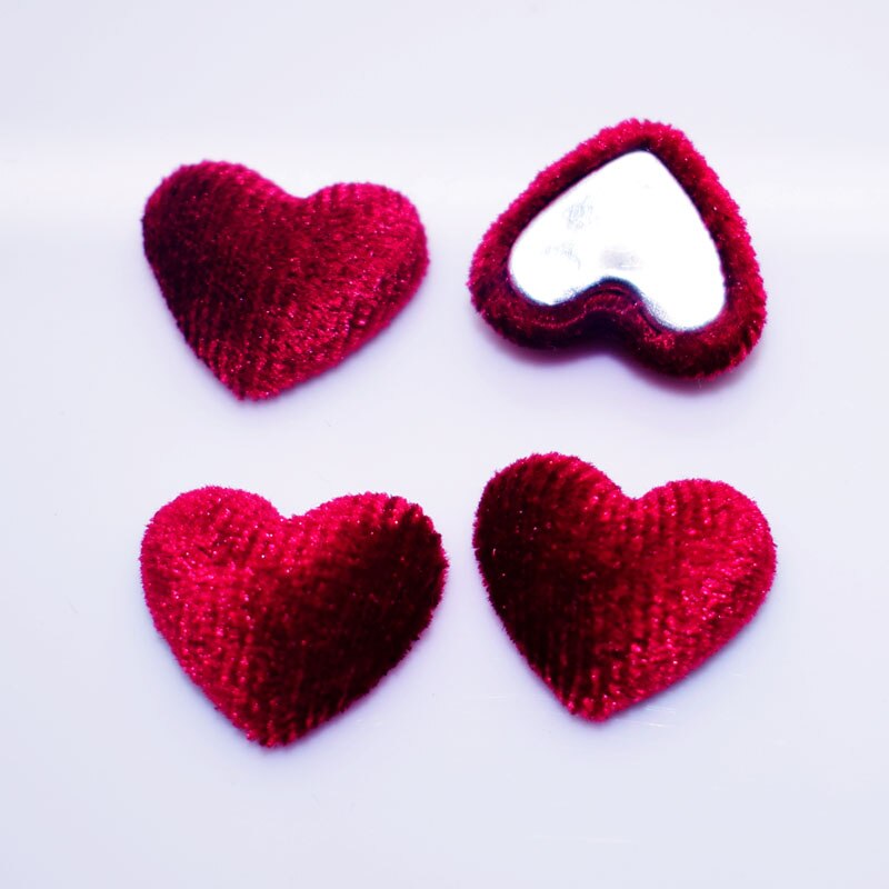 estilo 50 unids/lote 16mm tela de terciopelo Coverd forma de corazón botones traseros planos accesorio para ropa Diy joyería/decoración de la ropa: wire red