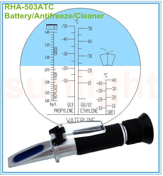 RHA-503ATC Auto Batterij Antivries Cleaner Vloeistof 3 in1 Refractometer met Draagkoffer