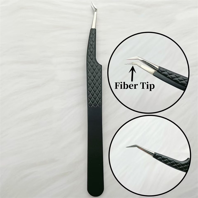 Pinzas para pestañas postizas con punta de fibra precisa para extensión de pestañas, pestañas de visón de Mega volumen, herramientas de maquillaje para artistas con aislamiento de botas para fanáticos: Dark Brown