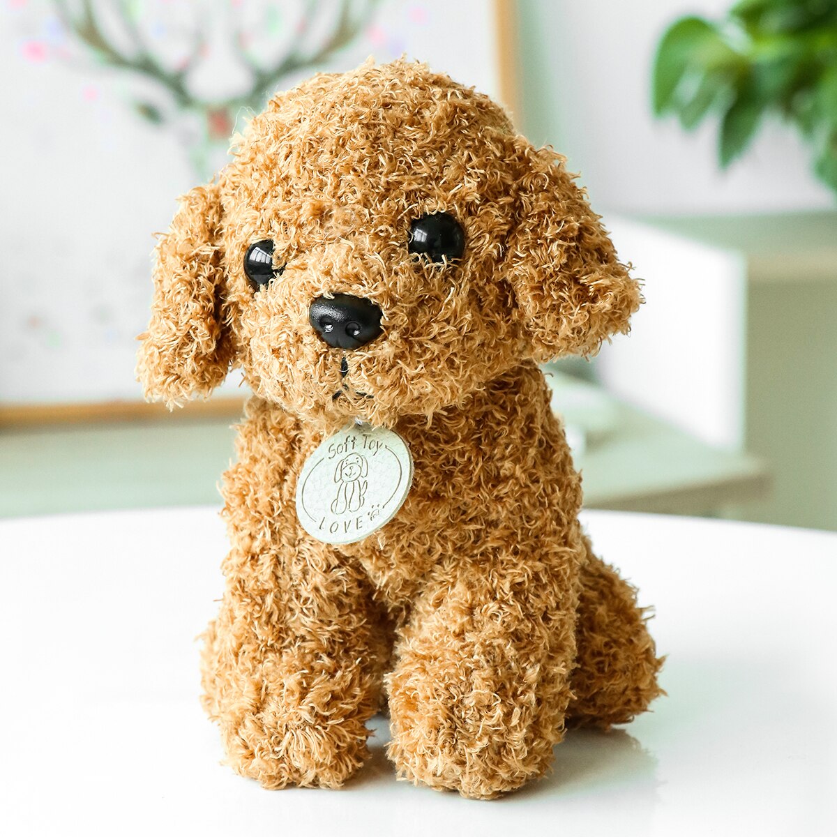 Søt simulering bamse hund dukke plysj leker valp hund dukke bursdag julefest år til låve jenter takrenne