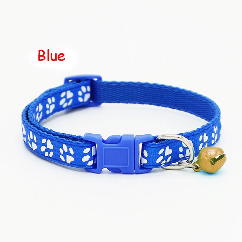 Collier pour animal de compagnie en tissu Nylon avec cloche, joli empreinte digitale, chaîne pour chaton, chiot, chien ou chat: Blue