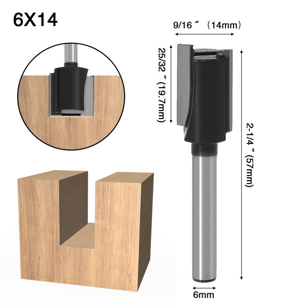3pcs 6mm Shank Wood Router Bit 14mm/16mm/22mm Diameter Straight/Dado Router Bit Wood Cutter