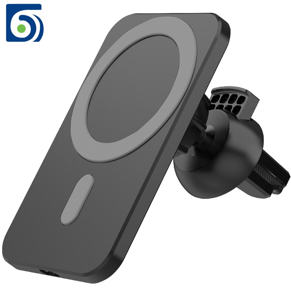 Soporte magnético para cargador de coche inalámbrico, 15W, para iPhone 12 Pro Max magsafe, soporte de teléfono de carga inalámbrica, para iPhone 12 Mini: black