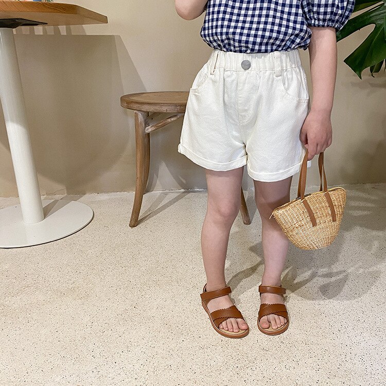 Mädchen sommer gefesselt Jeans-kurze Hose 1-7 jahre mädchen 2 farben alle-spiel kurze Jeans: Weiß / 12m