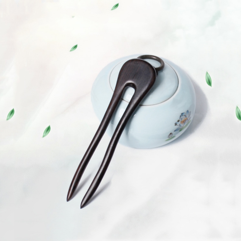 Palillos chinos simples para el cabello, horquillas de madera en forma de U para el cabello para mujer, accesorios para hacer moños, tocados de Retro: Chapado en zinc blanco y azul