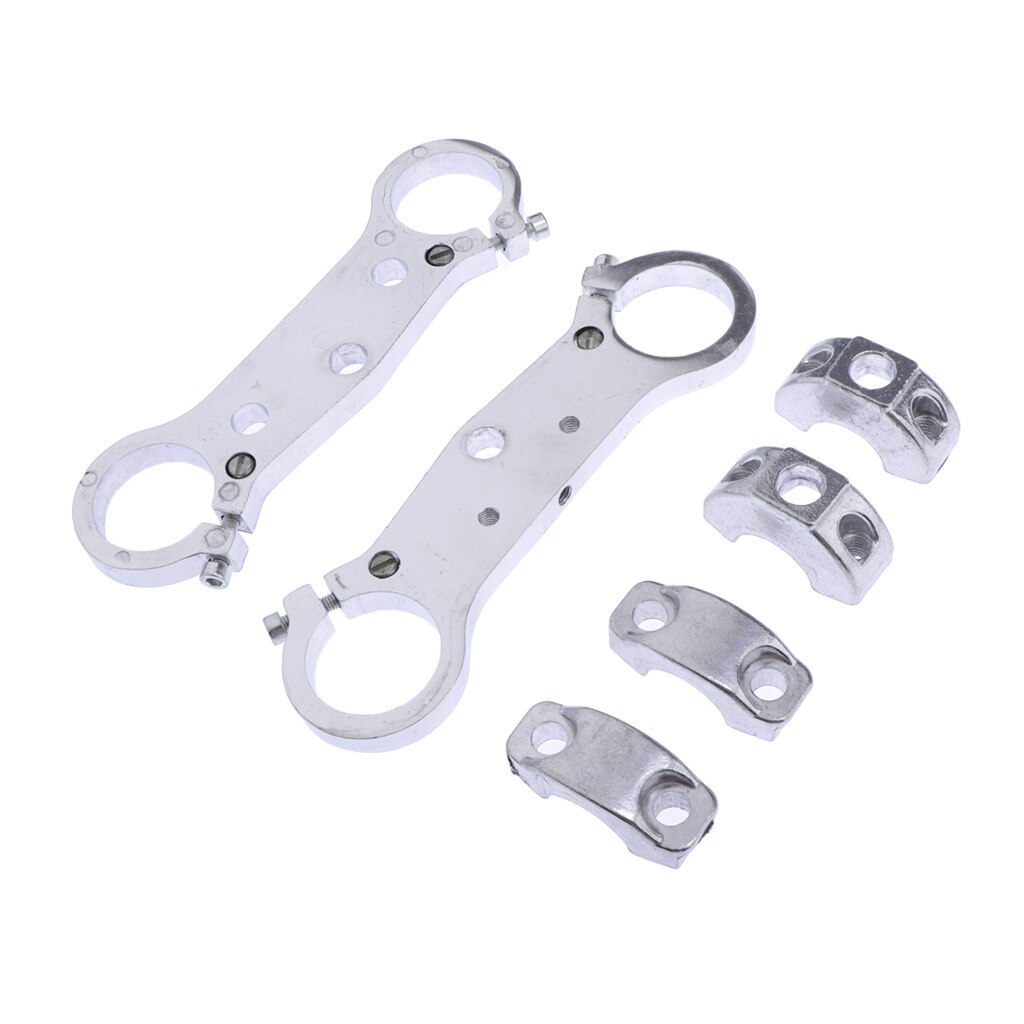 Aluminum Triple Tree Set Clamps Forks for 49CC Motorcycle Dirt Bike, Silver