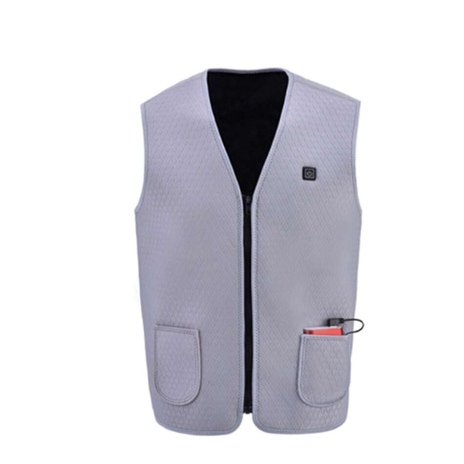 Outdoor Camping USB Elektrische Verwarming Vest Mouwloze Body Warmer Vest Jas met 3 Verstelbare Temperaturen Verwarmde Kleding: Grijs / M