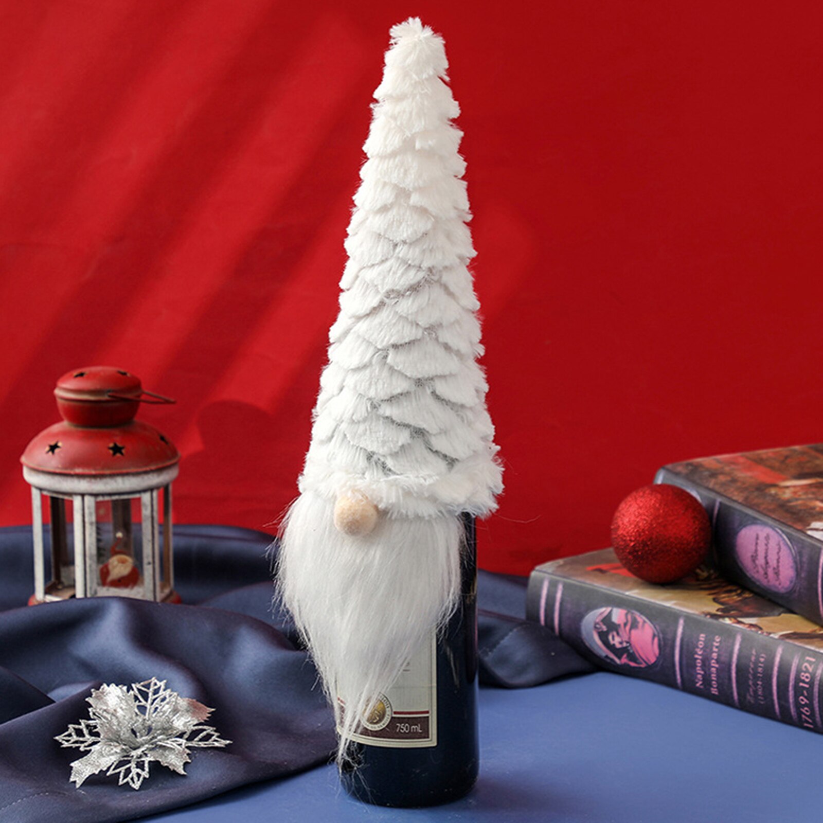 Kerstmis Champagne Fles Cover Wijnfles Cover Fleece Stofdicht Gnomes Tafeldecoraties Fles Topper Voor Thuis Party Bar