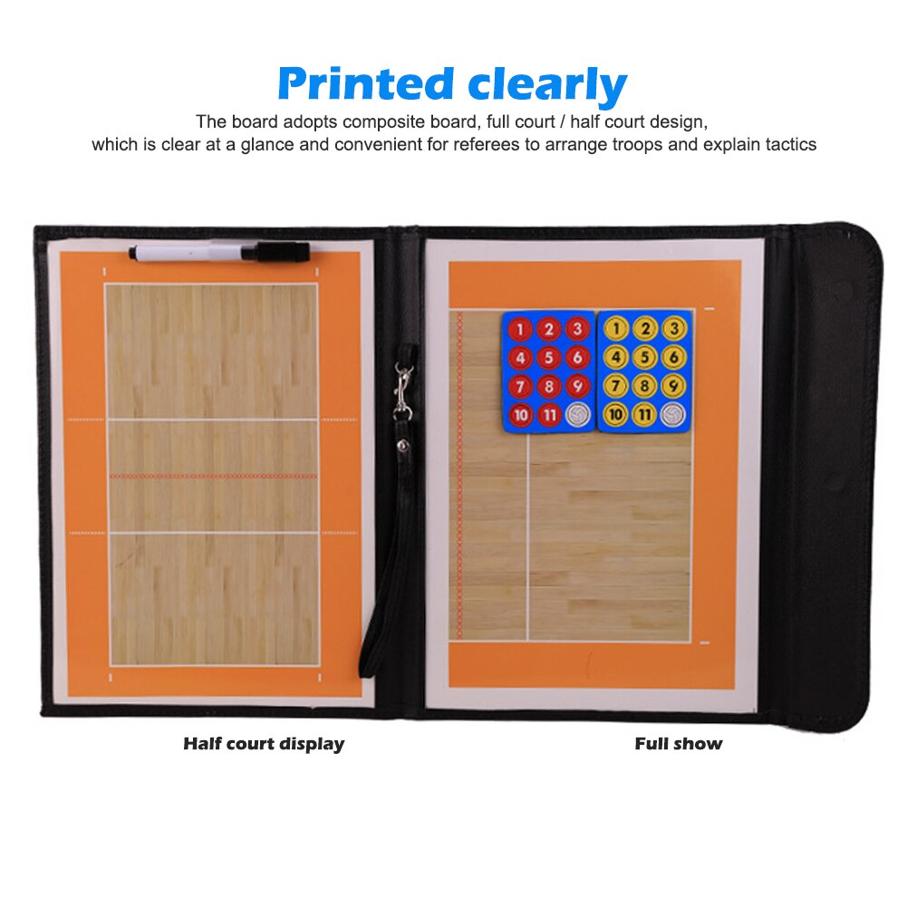 Volleybal Coaching Board Met Lederen Cover Droog Wissen Magnetische Strategie Klembord Kit Voor Coach