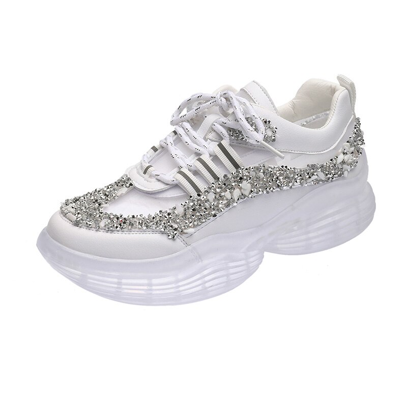 Women Sport Shoes Chunky Sneakers Female Running Shoes Height Increase Vulcanized Shoes Woman Footwear Femme: white / 5
