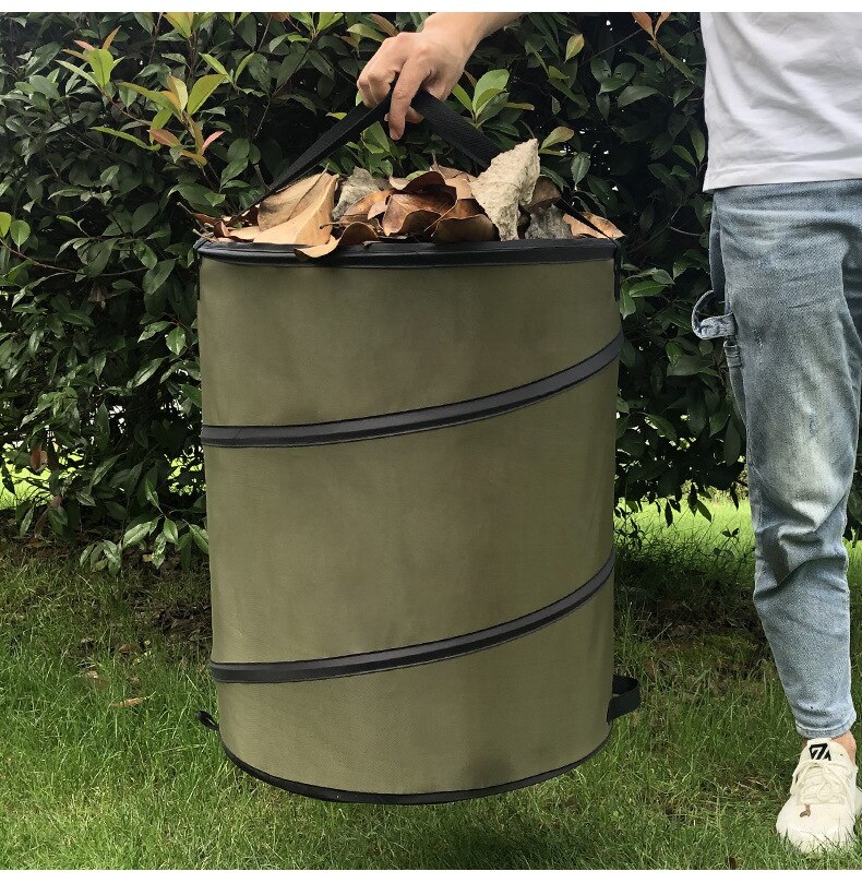 Portable Garbage Storage Trash Bag Collapsible Pop-Up Garden Leaf Trash Can Flowers And For Garden Camping Grass Collection Bin
